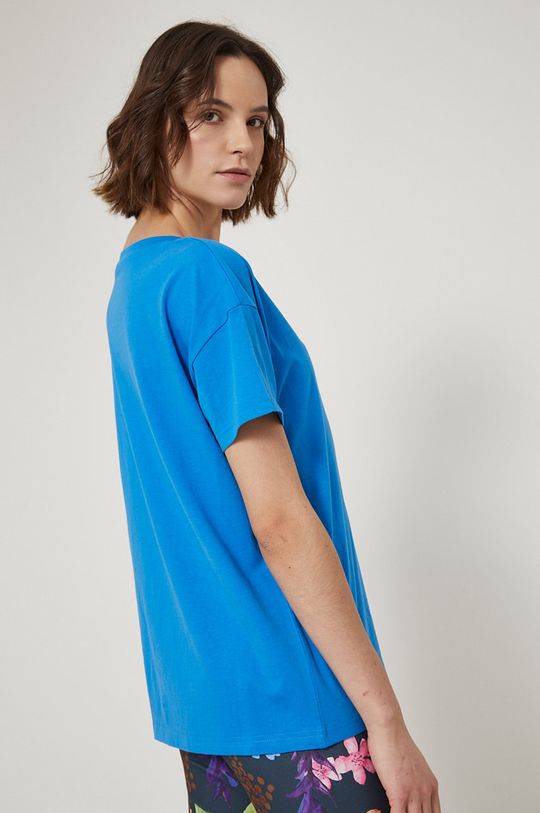 T-shirt bawełniany damski gładki niebieski 100 % Bawełna