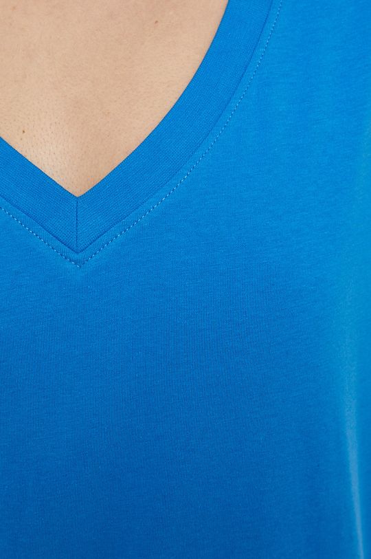 T-shirt bawełniany damski gładki niebieski Damski