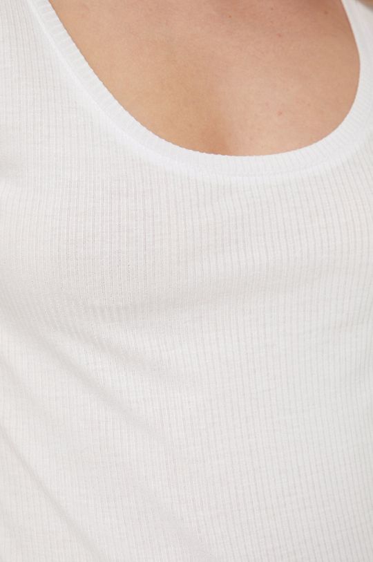 T-shirt damski prążkowany biały Damski