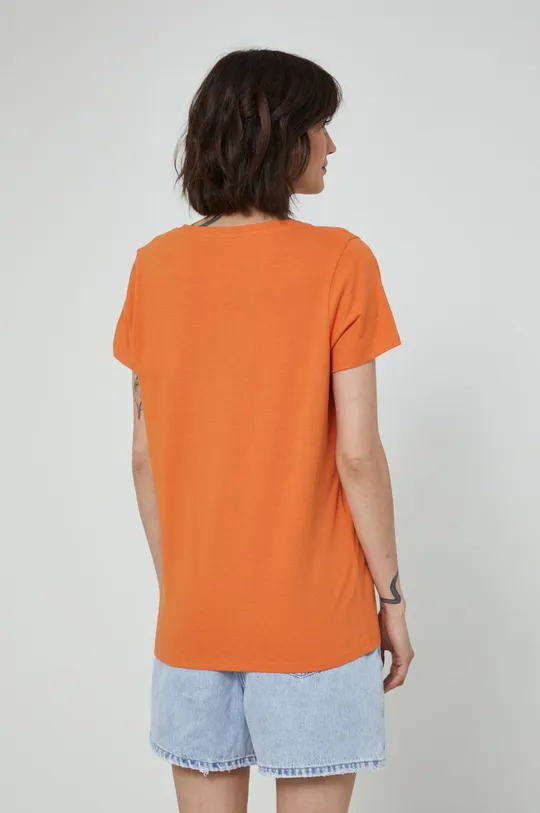 T-shirt damski gładki pomarańczowy 96 % Bawełna, 4 % Elastan