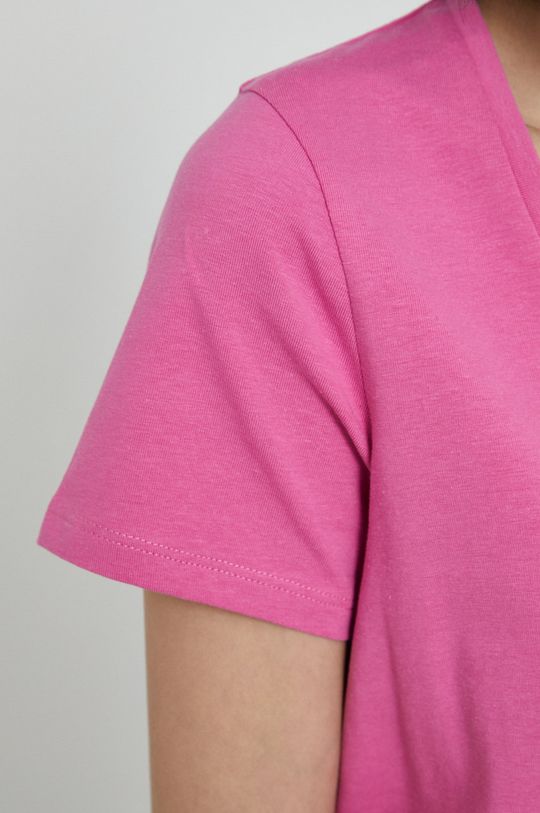 T-shirt damski gładki różowy Damski