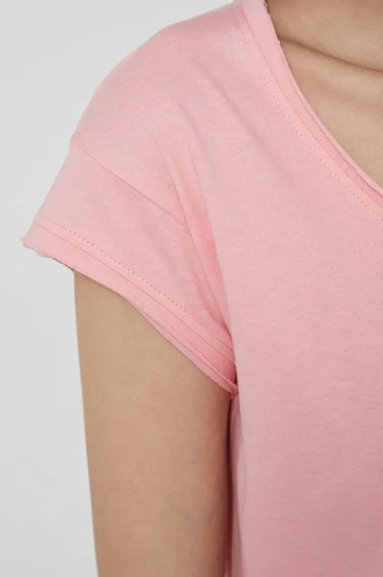 T-shirt bawełniany damski gładki różowy Damski