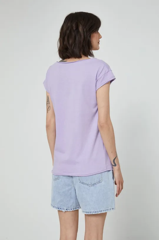 T-shirt bawełniany damski gładki fioletowy 100 % Bawełna