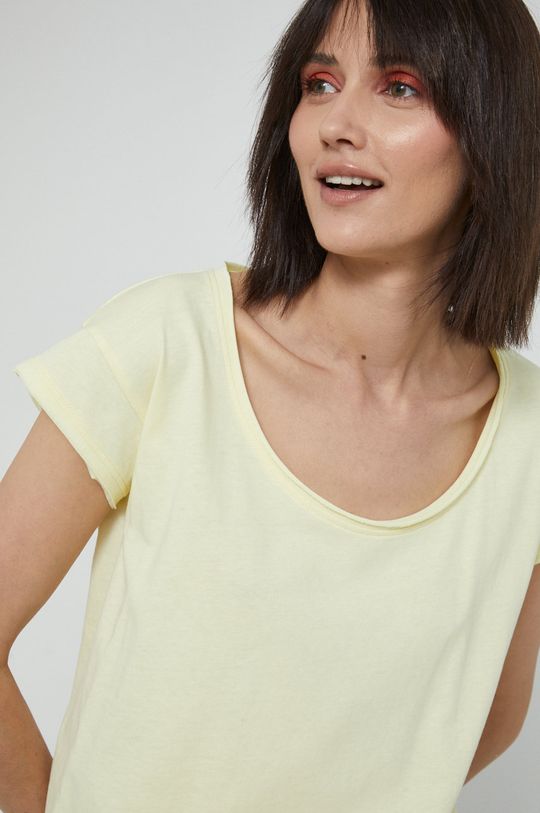 jasny żółty T-shirt bawełniany damski gładki żółty Damski