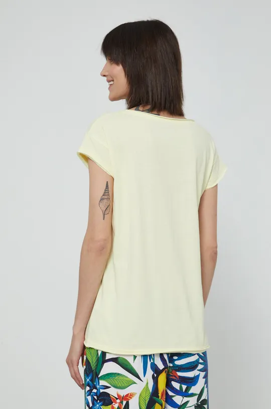 T-shirt bawełniany damski gładki żółty 100 % Bawełna
