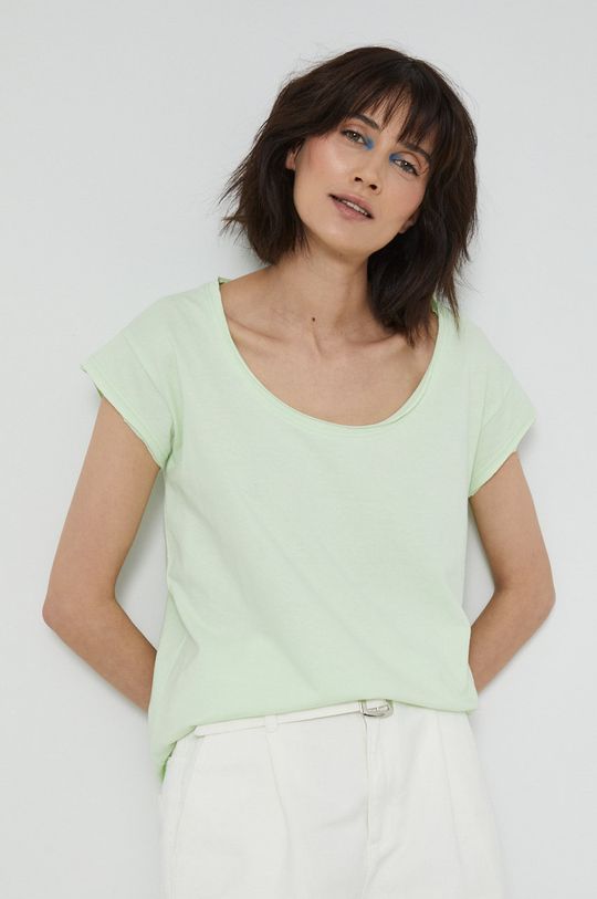 T-shirt bawełniany damski gładki zielony jasny zielony
