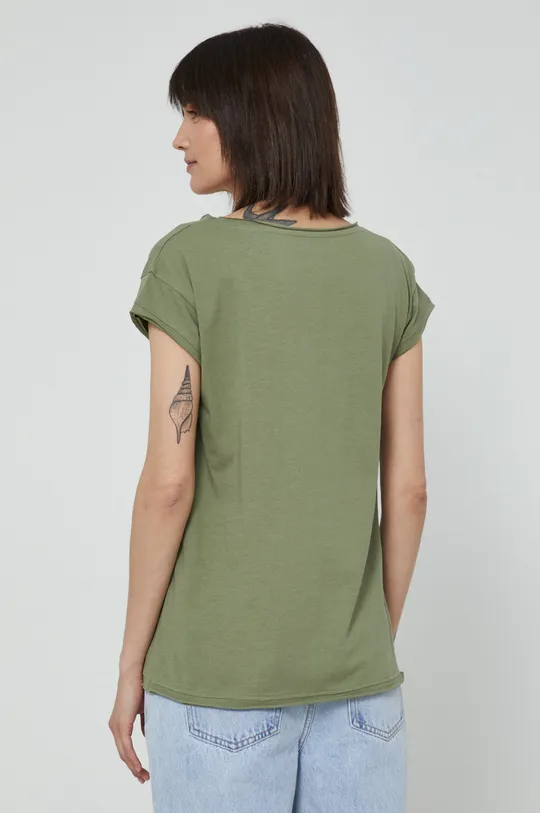 T-shirt bawełniany damski gładki zielony 100 % Bawełna
