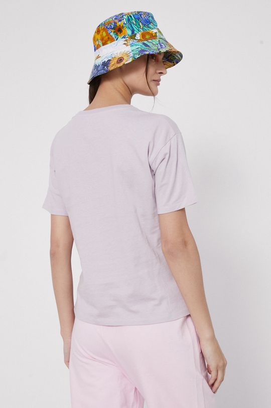 T-shirt bawełniany Eviva L'arte damski z nadrukiem fioletowy 100 % Bawełna
