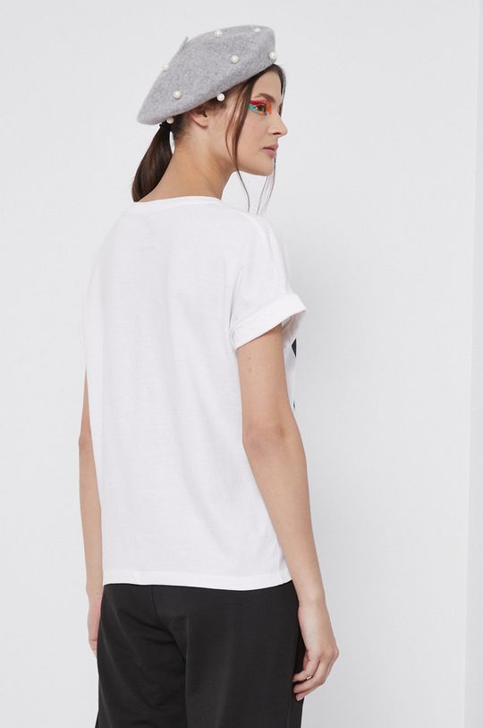T-shirt bawełniany Eviva L'arte damski z nadrukiem biały 100 % Bawełna