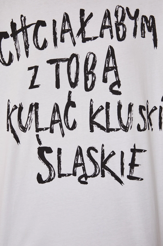 T-shirt bawełniany damski z nadrukiem biały Damski