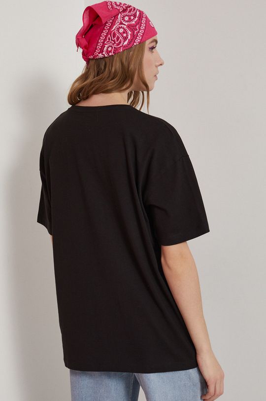 T-shirt bawełniany damski z nadrukiem czarny 100 % Bawełna