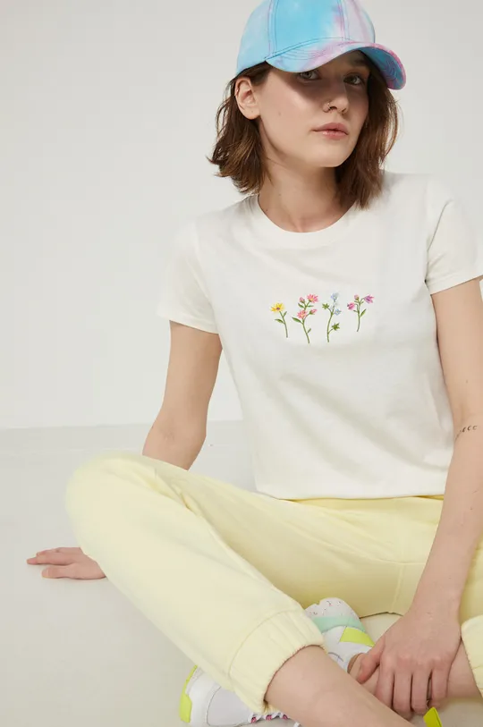 μπεζ Medicine - Βαμβακερό μπλουζάκι Flower Oasis Γυναικεία