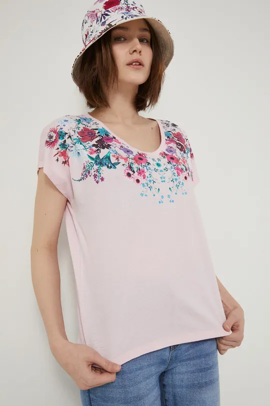 ροζ Medicine - Βαμβακερό μπλουζάκι Flower Oasis Γυναικεία