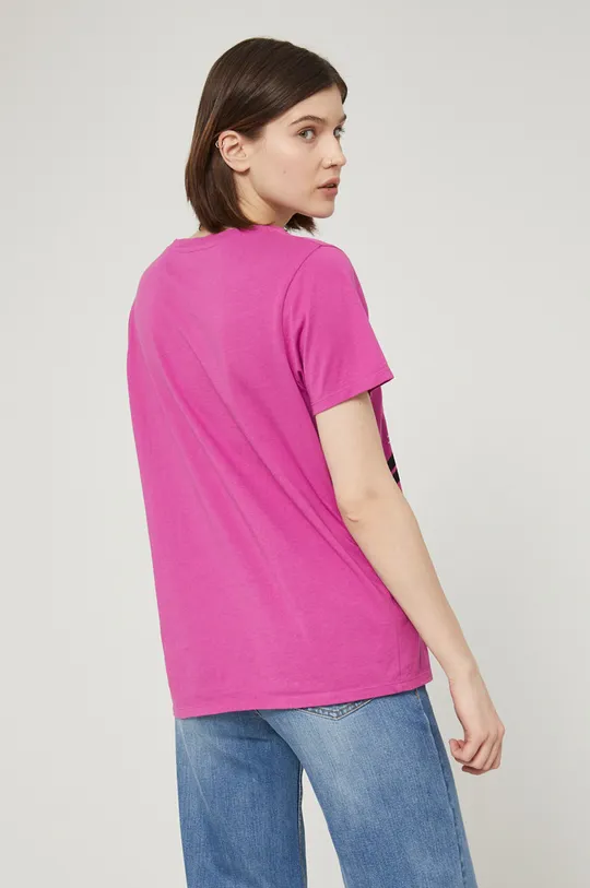 T-shirt bawełniany z nadrukiem damski by Jakub Zasada różowy 100 % Bawełna