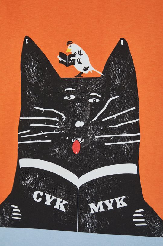 T-shirt bawełniany z nadrukiem damski by Jakub Zasada niebieski Damski