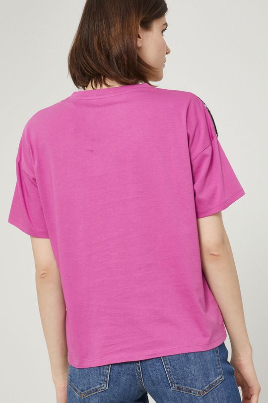 T-shirt bawełniany damski z nadrukiem by Jakub Zasada różowy 100 % Bawełna