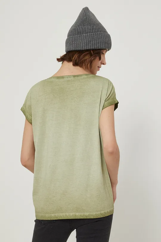 T-shirt bawełniany damski z nadrukiem zielony 100 % Bawełna