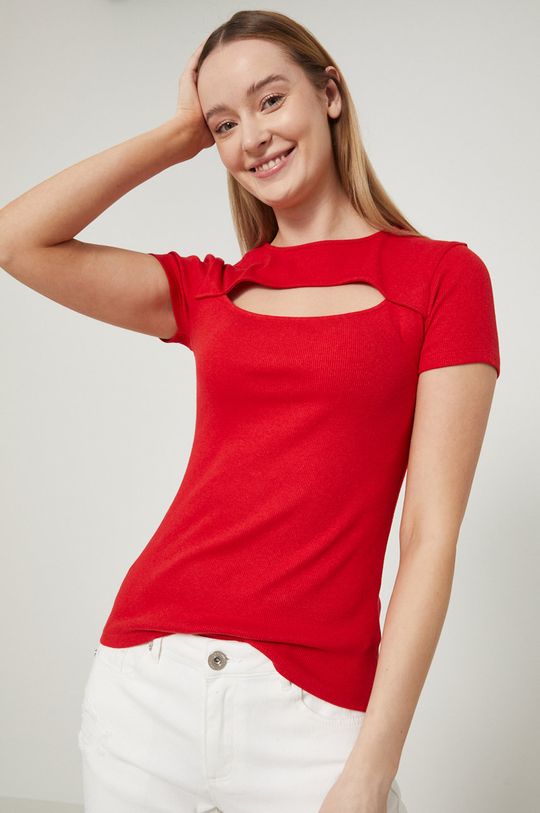 czerwony T-shirt damski gładki czerwony