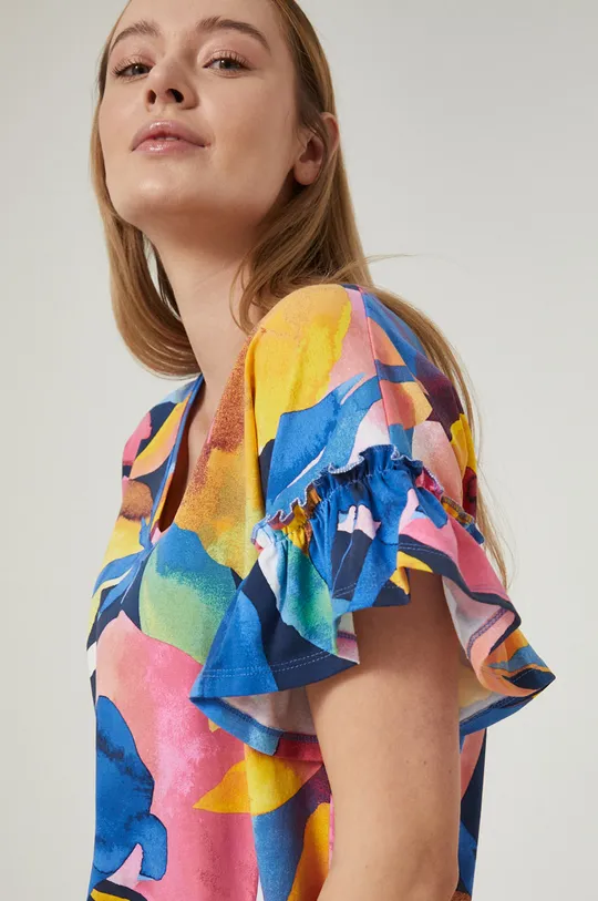 multicolor T-shirt damski wzorzysty multicolor