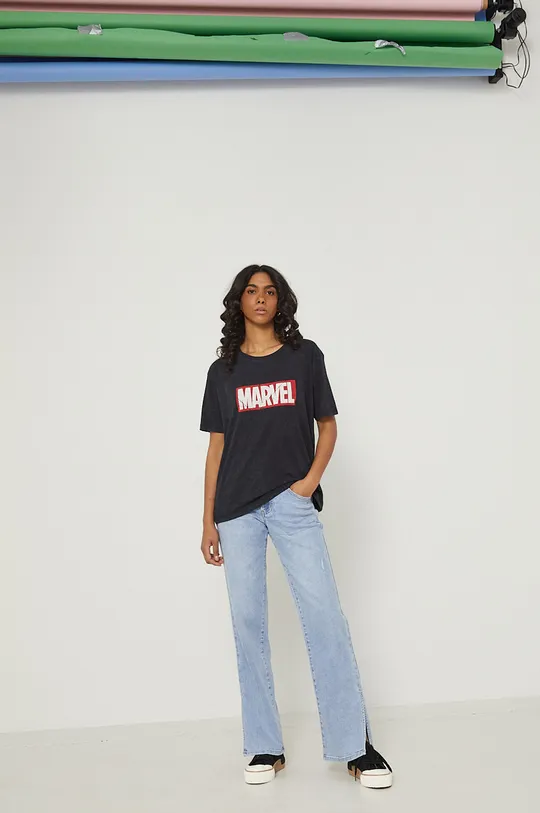 T-shirt bawełniany damski Avengers czarny czarny