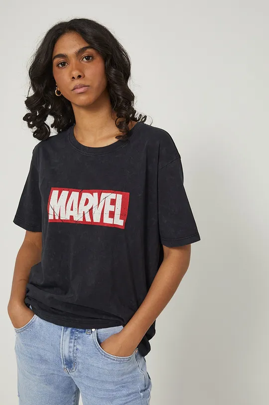 T-shirt bawełniany damski Avengers czarny 100 % Bawełna