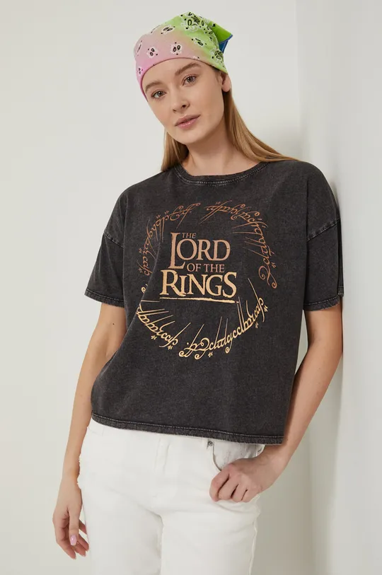 czarny T-shirt bawełniany damski The Lord of The Rings czarny