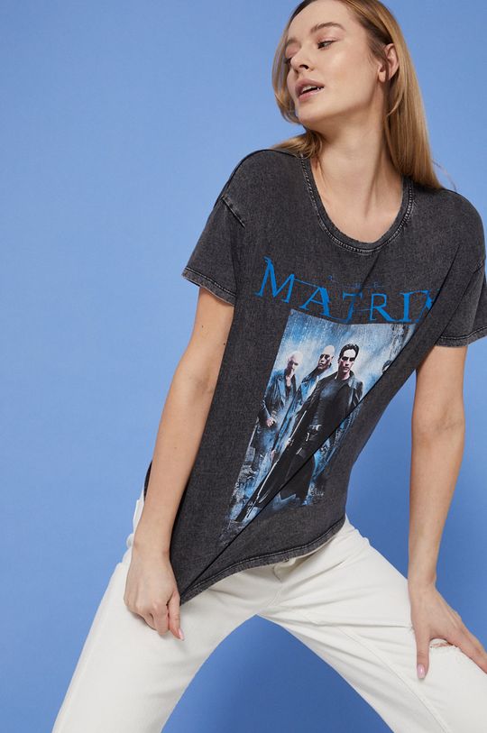 czarny T-shirt bawełniany damski Matrix czarny Damski