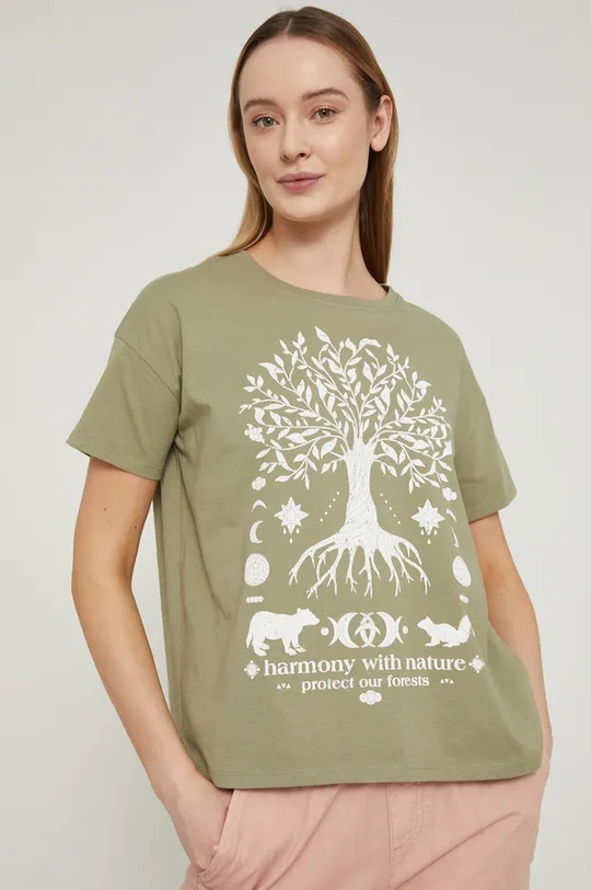 zielony T-shirt z bawełny organicznej damski zielony Damski