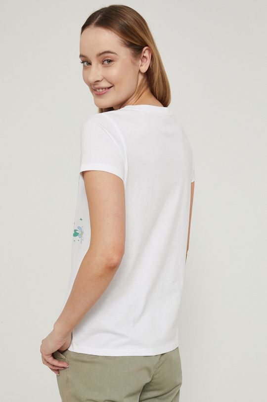 T-shirt bawełniany z dzianiny z nadrukiem biały 100 % Bawełna