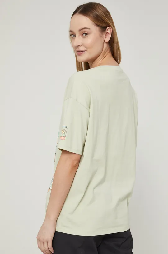 T-shirt bawełniany z nadrukiem damski zielony 100 % Bawełna