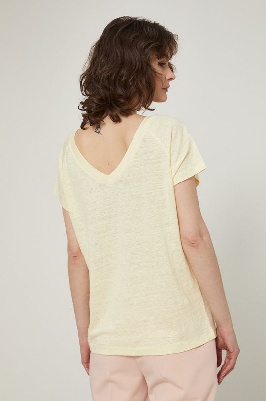 T-shirt damski lniany żółty 100 % Len