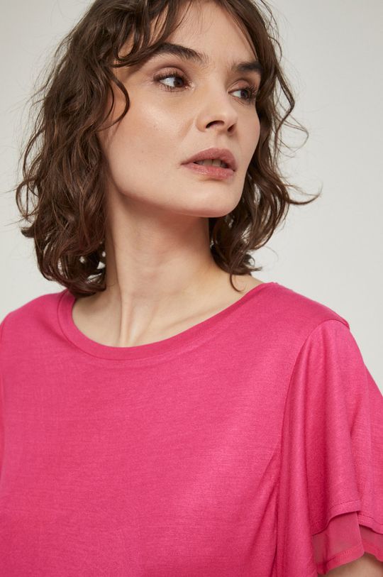 ostry różowy T-shirt damski gładki różowy Damski