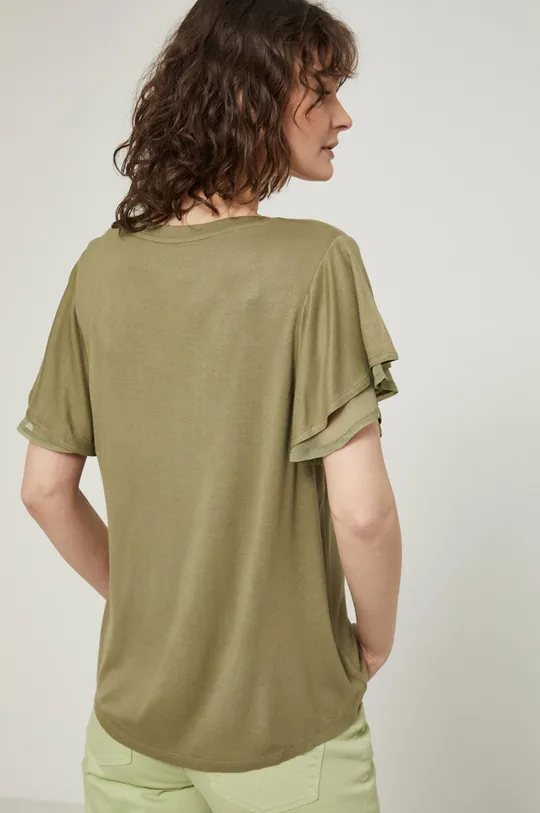 T-shirt damski gładki zielony Materiał zasadniczy: 100 % Wiskoza, Wstawki: 100 % Poliester