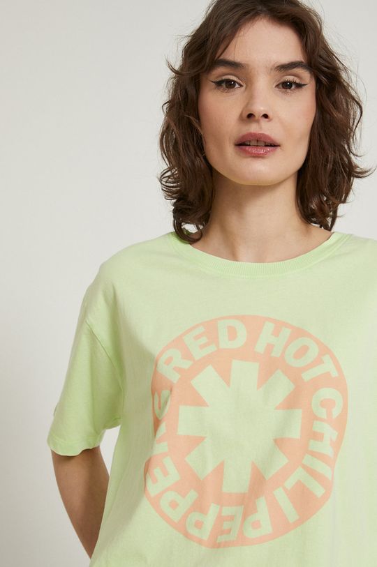 blady zielony T-shirt bawełniany damski Red Hot Chili Peppers zielony