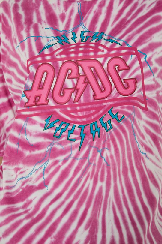 T-shirt bawełniany damski ACDC różowy