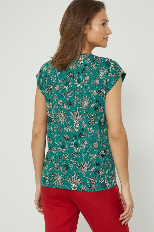 T-shirt bawełniany damski wzorzysty zielony 100 % Bawełna