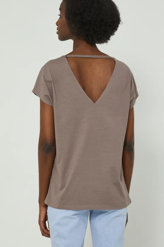 T-shirt bawełniany damski wzorzysty fioletowy 100 % Bawełna