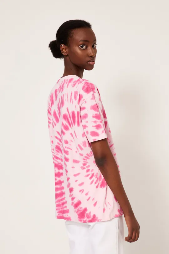 T-shirt bawełniany damski wzorzysty różowy 100 % Bawełna