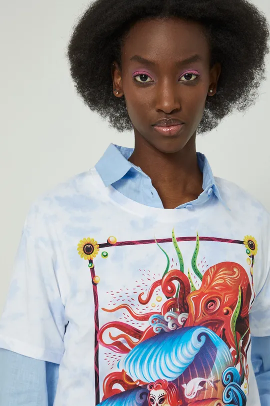 multicolor T-shirt bawełniany damski by Alex Pogrebniak multicolor
