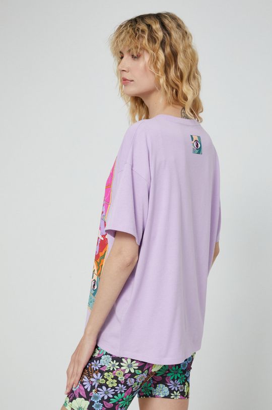 T-shirt bawełniany damski fioletowy 100 % Bawełna