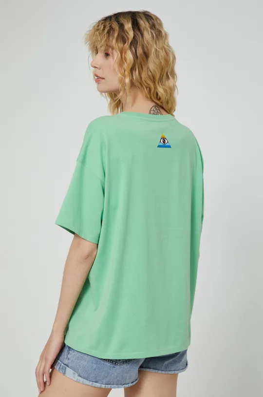 T-shirt bawełniany damski zielony 100 % Bawełna
