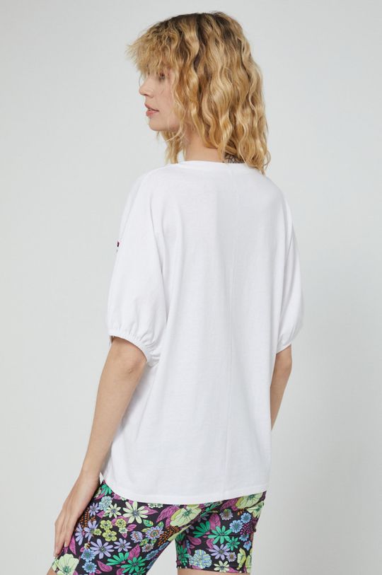 T-shirt bawełniany wzorzysty biały 100 % Bawełna