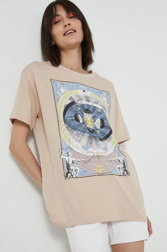 béžová Bavlnené tričko Celestial Dámsky