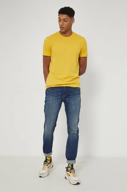 T-shirt męski gładki żółty żółty