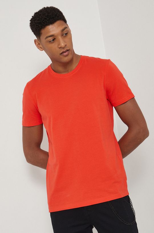 pomarańczowy T-shirt męski gładki pomarańczowy Męski