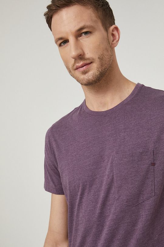 fioletowy T-shirt męski gładki fioletowy