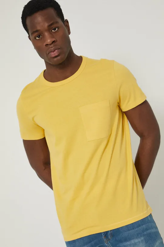 T-shirt bawełniany męski gładki żółty żółty