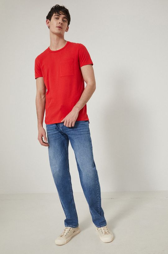T-shirt bawełniany męski gładki czerwony czerwony