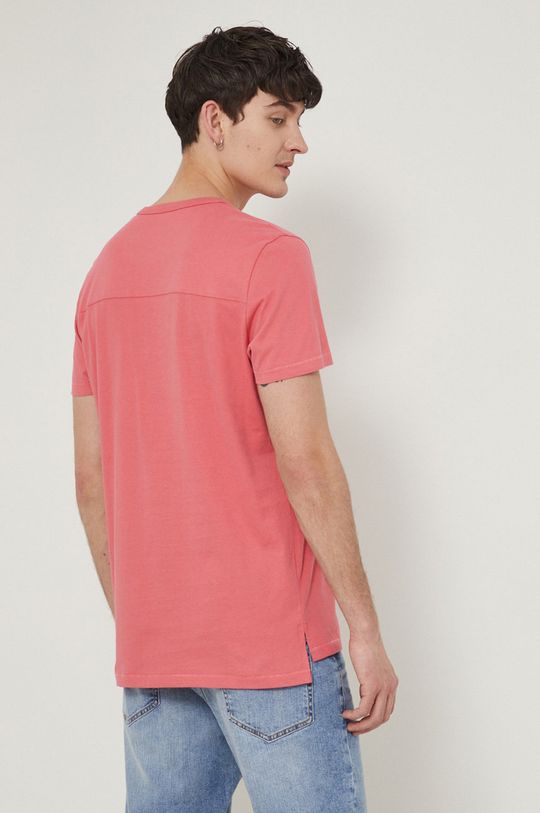 T-shirt bawełniany męski gładki różowy 100 % Bawełna