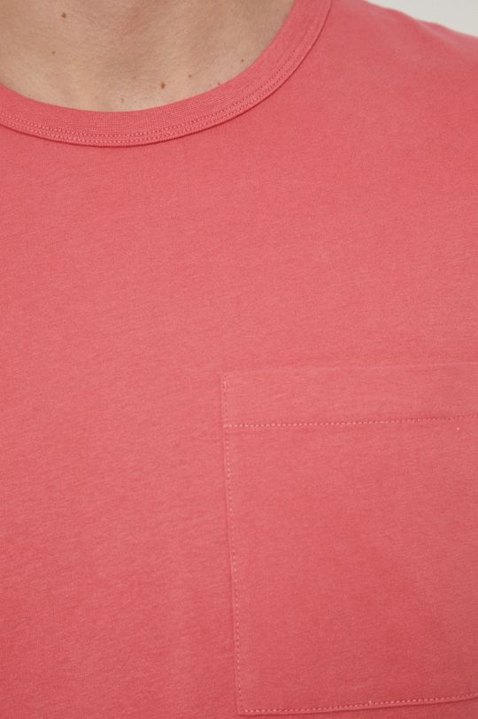 T-shirt bawełniany męski gładki różowy Męski